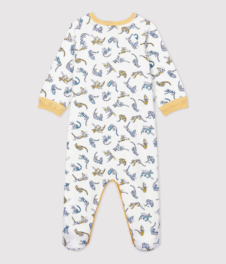 Babies' Panther Patterned Cotton Sleepsuit white/multicolor