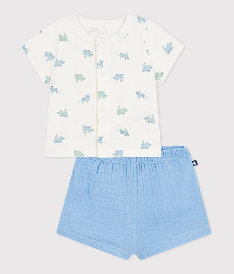 Babies' short 2-piece outfit in animal print cotton FLO /MULTICO