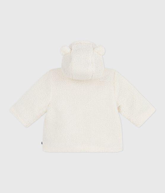 Babies' padded sherpa coat with a hood MILK Ecru