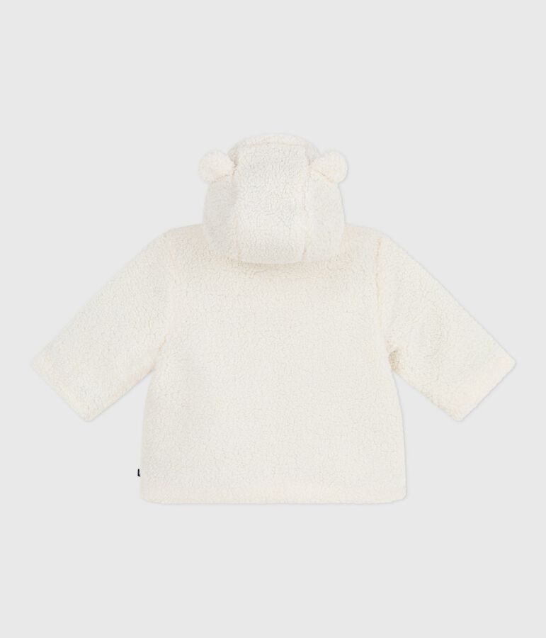 Babies' padded sherpa coat with a hood Ecru
