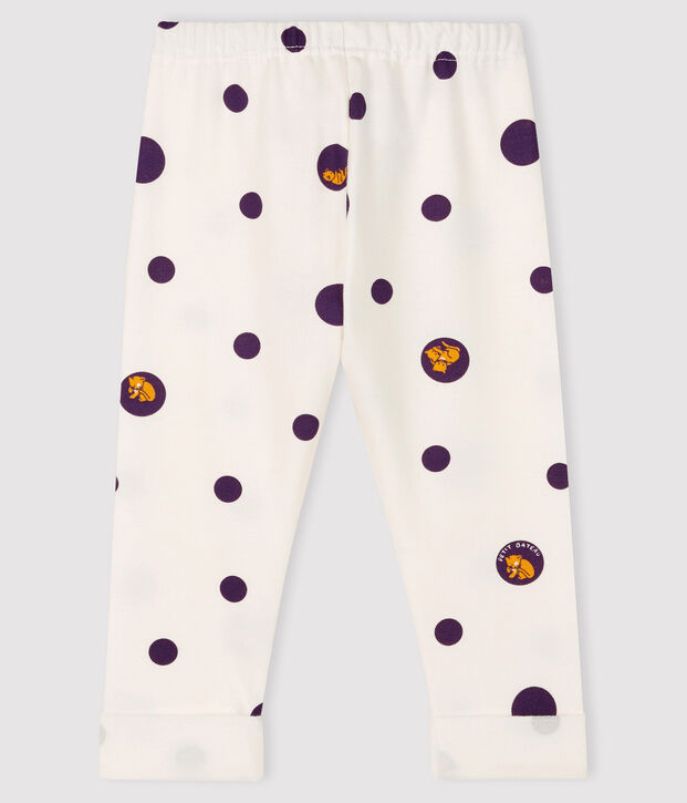 Baby girl's fleece trousers white/multicolor