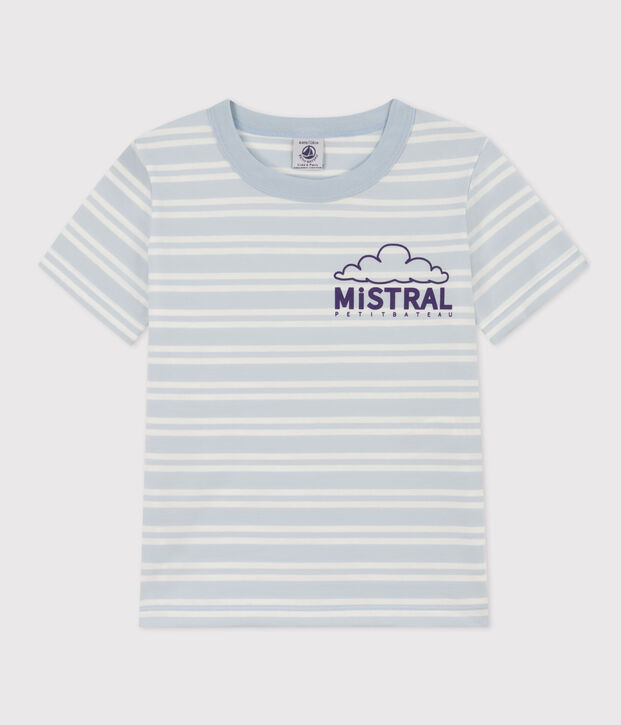 Boys' Striped Cotton T-Shirt blue/white