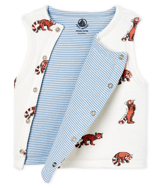 Baby Boys' Reversible Sleeveless Vest in Padded Rib Knit MARSHMALLOW white/MULTICO CN