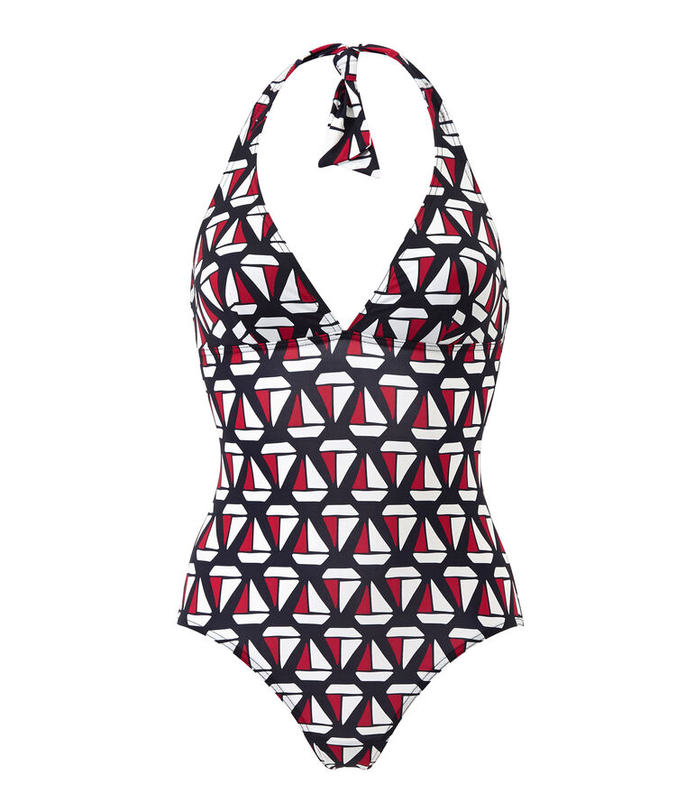 Women's printed one-piece swimsuit blue/multicolor