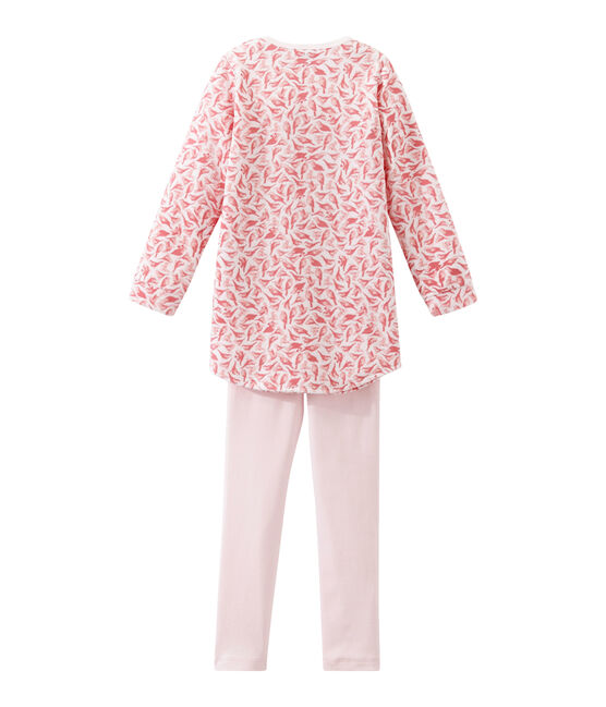 Little girl's nightgown with leggings VIENNE pink/MULTICO white