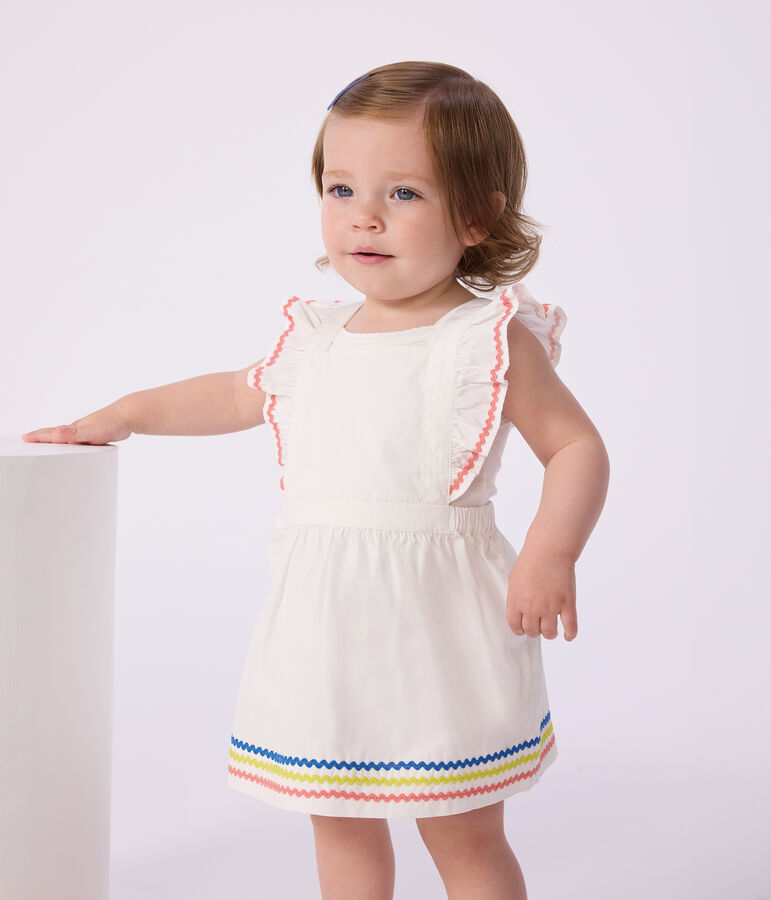 Babies' plain cotton dungarees white