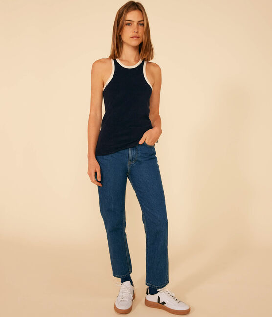 Women's Terry Cotton Vest Top SMOKING blue