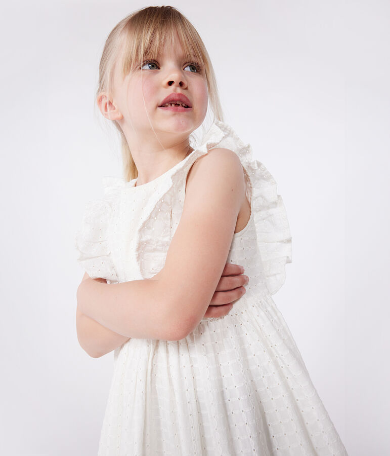Children's sleeveless cotton dress MARSHMALLOW white
