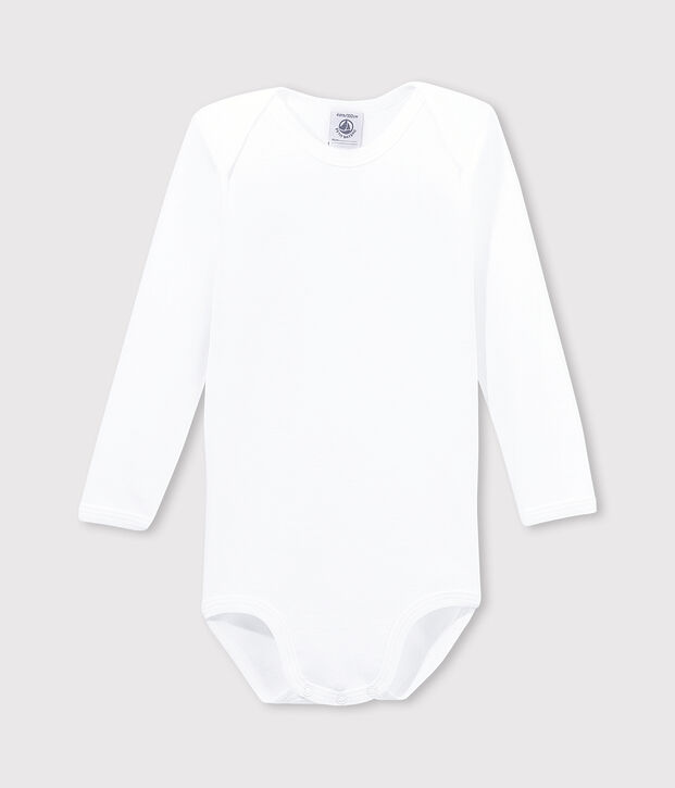 Baby's White Long-Sleeved Bodysuit white