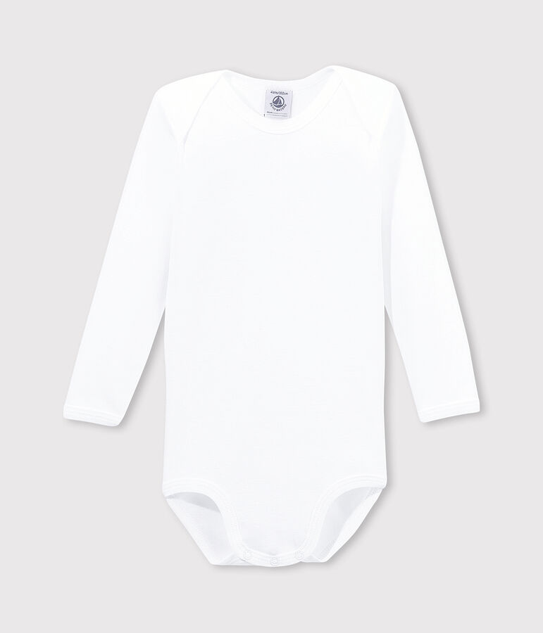 Baby's White Long-Sleeved Bodysuit white