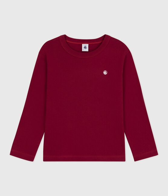 Children's long-sleeved plain cotton T-shirt AMARANTE