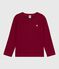 Children's long-sleeved plain cotton T-shirt AMARANTE