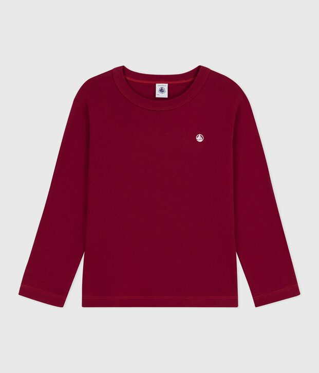 Children's long-sleeved plain cotton T-shirt red