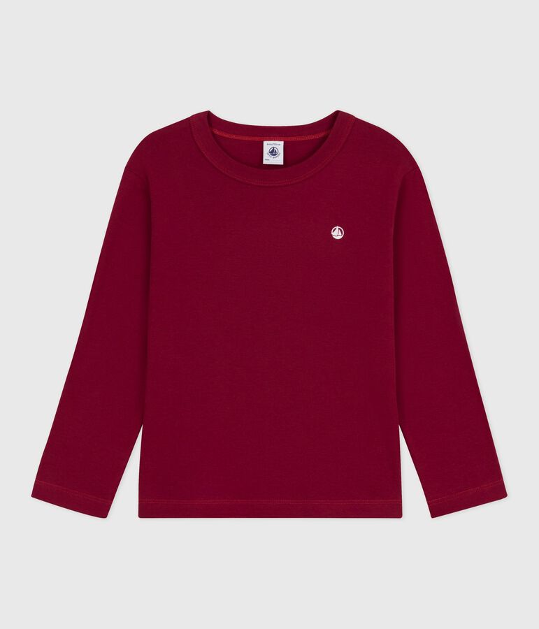 Children's long-sleeved plain cotton T-shirt red