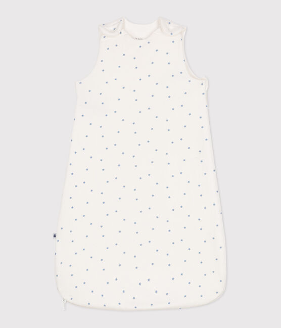 Baby sleeping bag in printed cotton TOG 1.5 MARSHMALLOW white/ALASKA blue