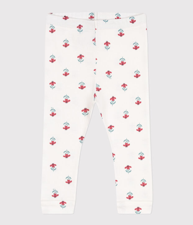 Babies' Cotton Floral Print Leggings white/multicolor