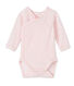Newborn baby girls' long-sleeved bodysuit in wool and cotton