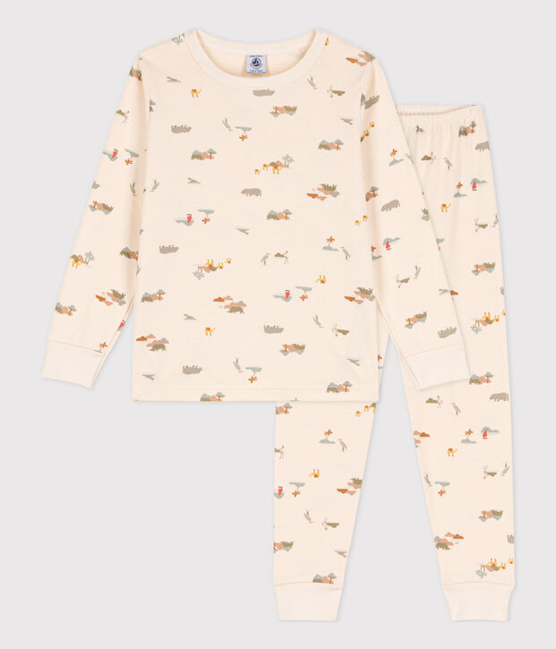 Children's Unisex Animal Themed Cotton Pyjamas Ecru/multicolor