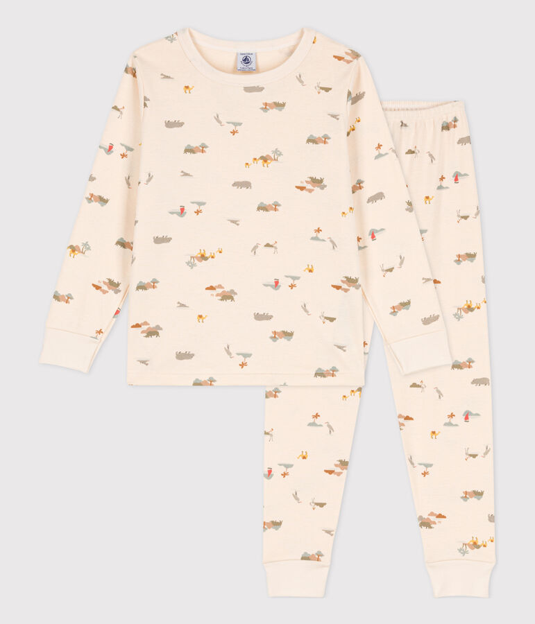 Children's Unisex Animal Themed Cotton Pyjamas Ecru/multicolor