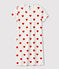 Girls' Heart Patterned Cotton Nightdress MARSHMALLOW white/TERKUIT red
