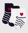 Babies' cotton socks with stripes and hearts - 3-Pack variante 1