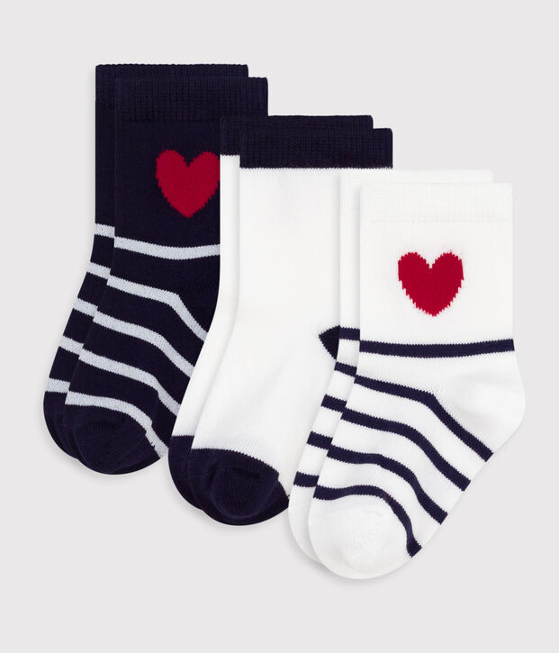 Babies' cotton socks with stripes and hearts - 3-Pack multicolor