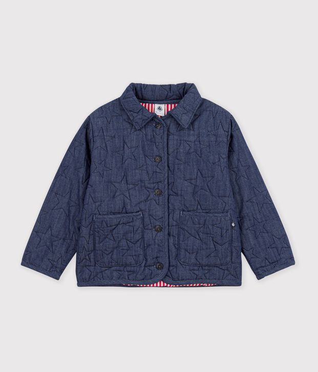 Children's jacket in plain denim with a stars motif blue