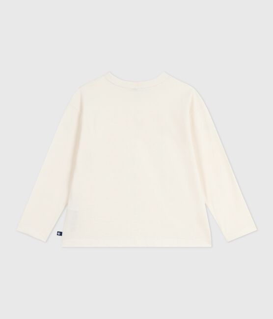 Children's long-sleeved printed cotton T-shirt MILK Ecru