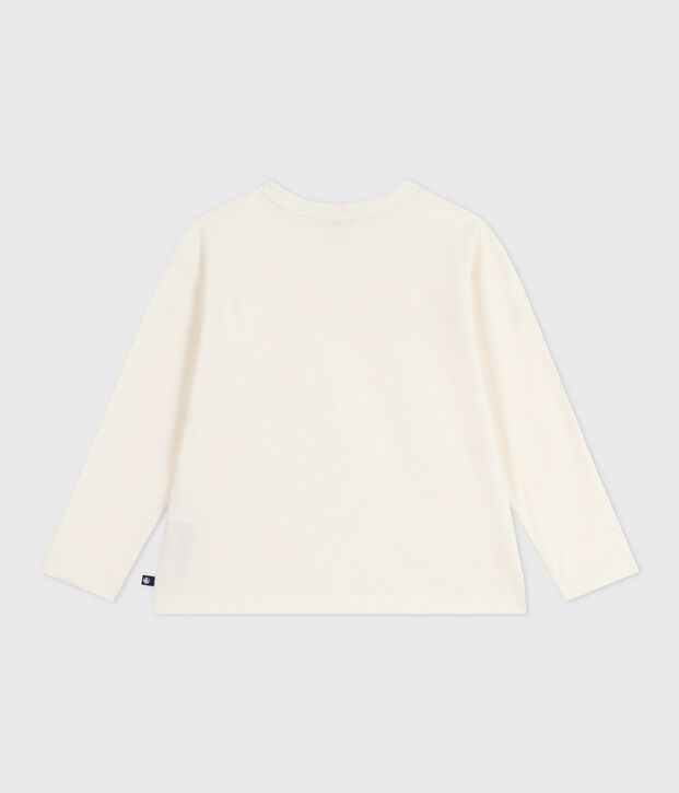 Children's long-sleeved printed cotton T-shirt MILK