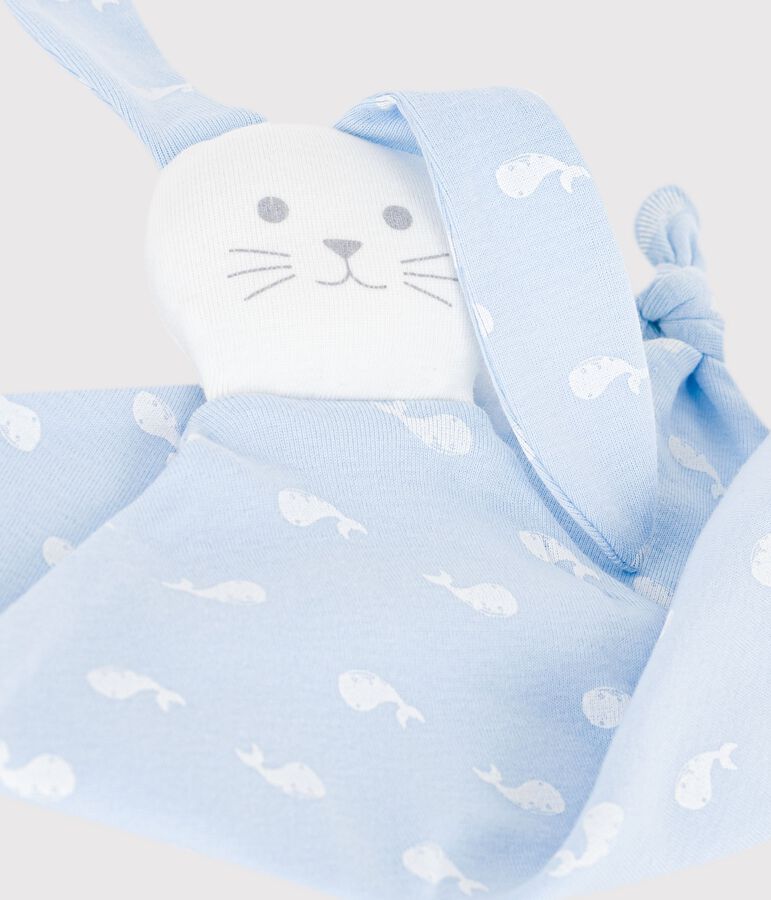 Babies' whale-print cotton comforter blue/white