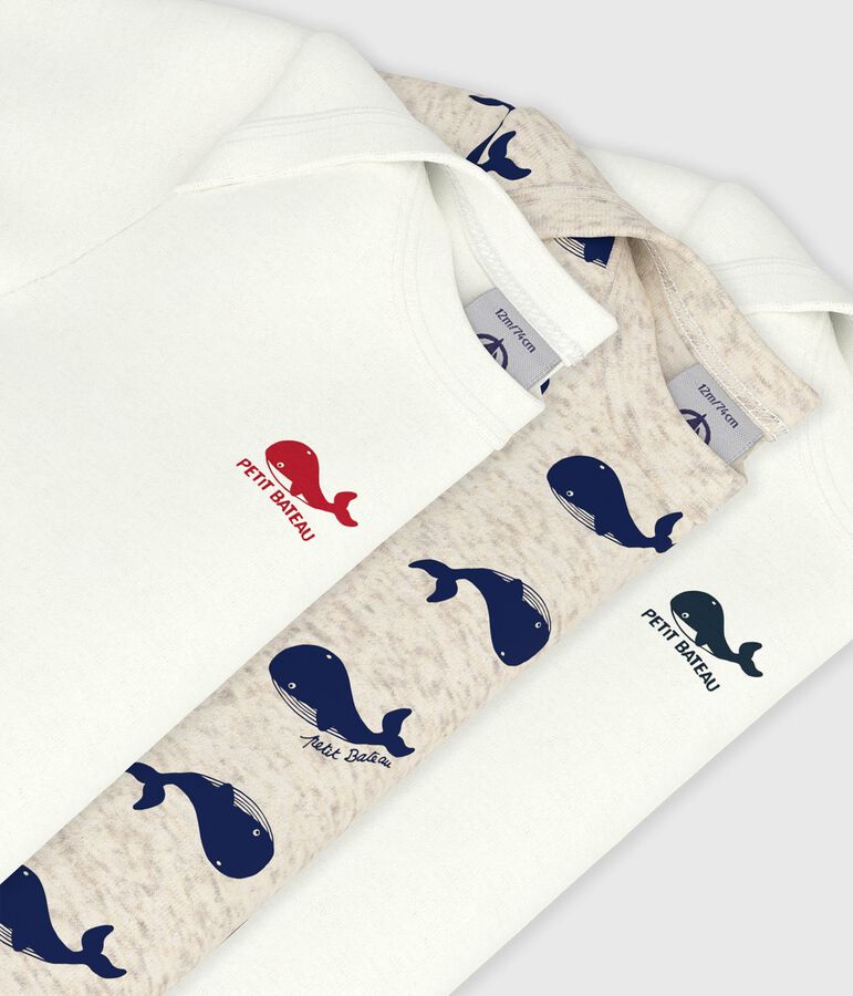 Short-Sleeved Cotton Whale Bodysuits - Pack of 3 variante 1