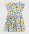 Girls' Short-Sleeved Poplin Dress MARSHMALLOW white/MULTICO white