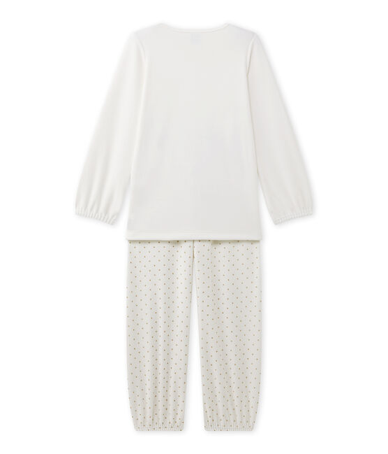 Girl's terry velour pyjamas with motif LAIT white/OR yellow