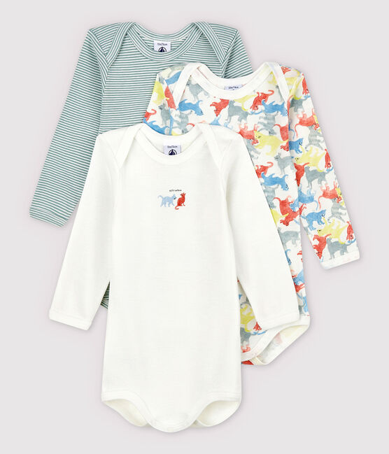 Babies' Colourful Cats Long-sleeved Organic Cotton Bodysuits - 3-Pack variante 1