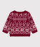 Babies' patterned wool and cotton jumper AMARANTE red/AVALANCHE