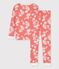 Girls' Snugfit Hawaiian Print Cotton Pyjamas PAPAYE pink/MARSHMALLOW