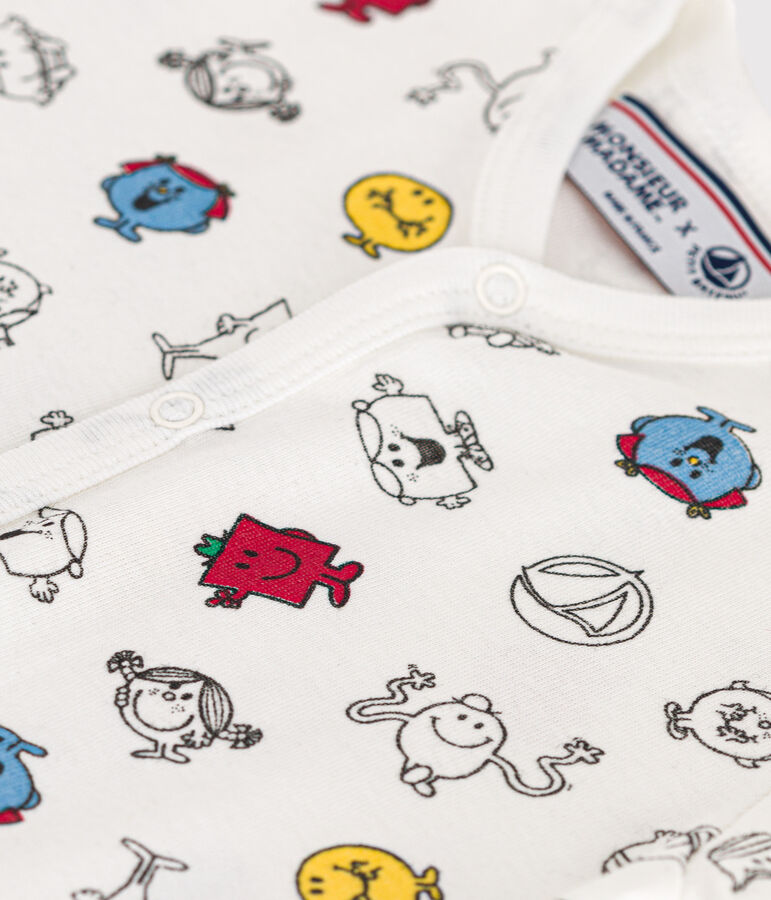 Babies' short printed Mr. Men and Little Miss cotton playsuit MARSHMALLOW white/MULTICO white