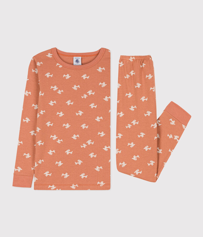 Girls' Snugfit Cotton Pyjamas pink/ecru