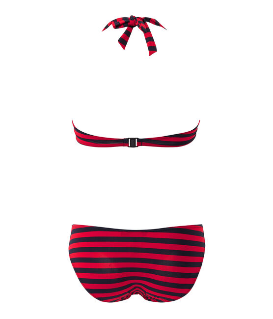 Women's striped bandeau-style two-piece swimsuit SMOKING blue/TERKUIT red