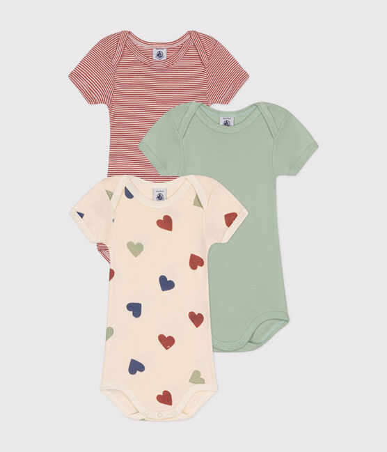 Babies' Tri-Heart Patterned Short-Sleeved Cotton Bodysuits - 3-Pack variante 1