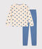 Women's cotton pyjamas in two materials BEACH blue/AVALANCHE