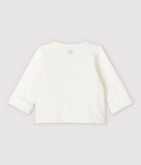Babies' White Starry Organic Cotton Quilted Tube Knit Cardigan MARSHMALLOW white