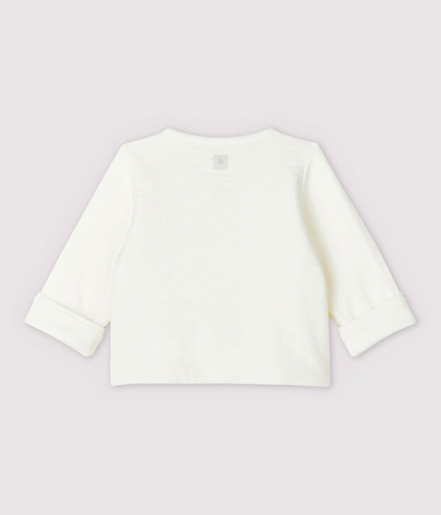 Babies' White Starry Organic Cotton Quilted Tube Knit Cardigan white