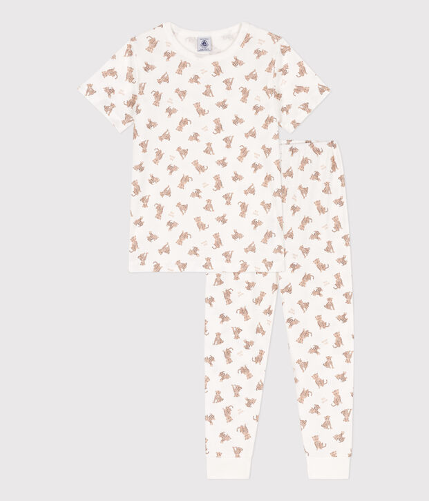 Children's unisex short-sleeved leopard print cotton pyjamas white/multicolor
