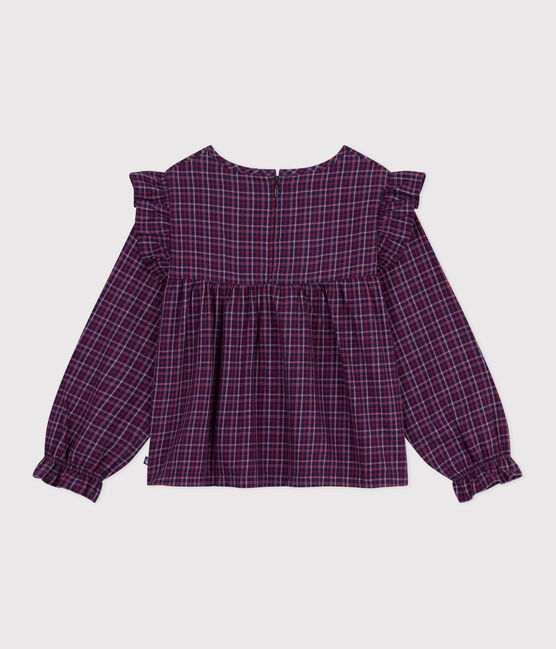 Children's long-sleeved checked flannel blouse SMOKING blue/MULTICO white