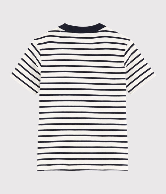Boys' Short-Sleeved Jersey T-Shirt MARSHMALLOW white/SMOKING blue