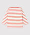 Babies' Thick Cotton Jersey Breton Top MARSHMALLOW white/PAPAYE