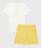 Girls' Floral Cotton Short Pyjamas MARSHMALLOW white/ORGE