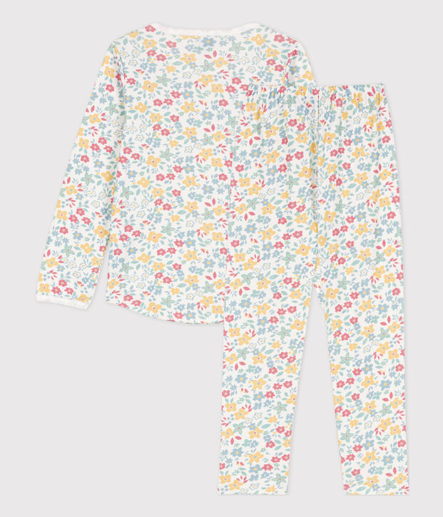 Girls' Floral Cotton Pyjamas white/multicolor