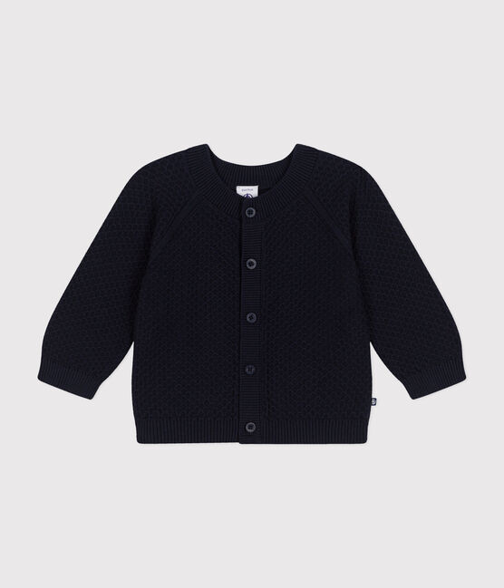 Babies' Knitted Cotton Cardigan SMOKING blue
